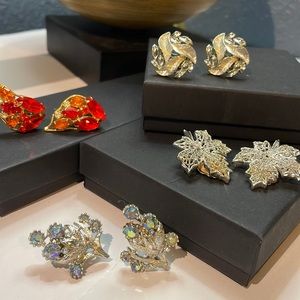Lisner, Coro, Sarah Coventry & Coro Vintage Earrings Clip & Screw-back Set of 4